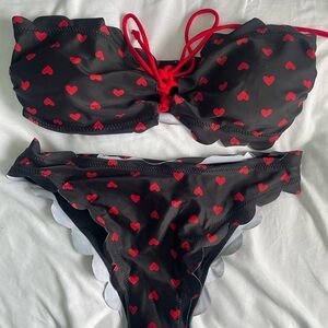 SHEIN Black and Red Heart Bikini